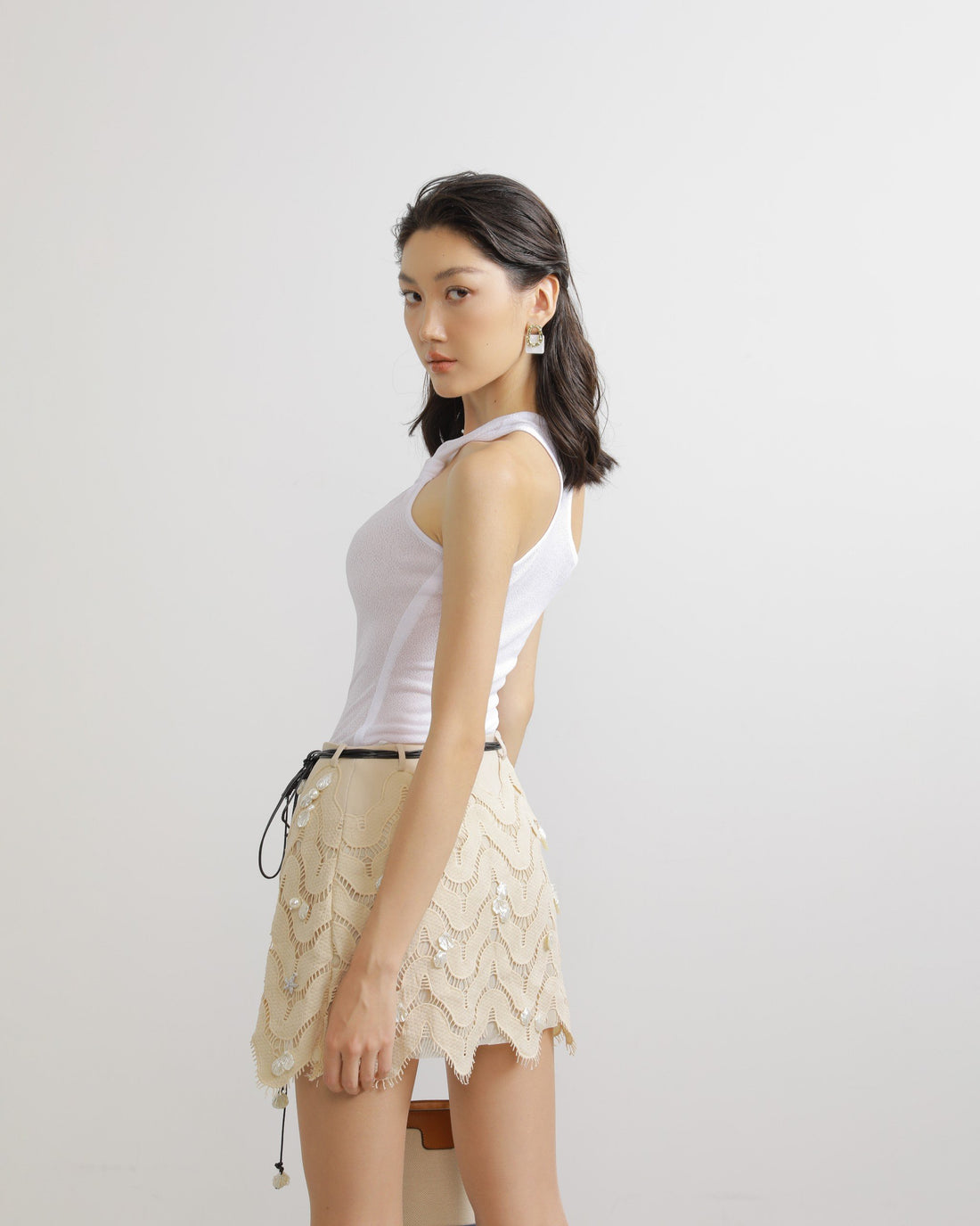 Twisted Chest Tank Top in White