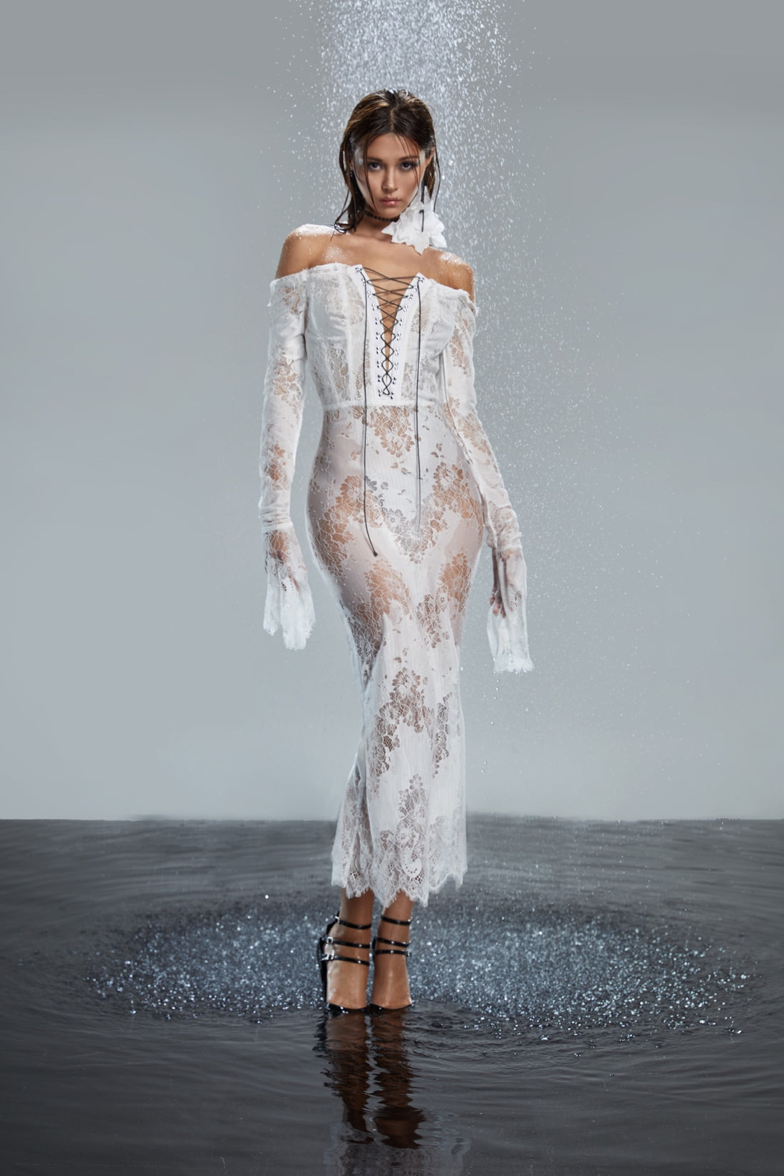 White Lace Up Front Maxi Dress – LASSY VIETNAM White Lace Up Front Maxi Dress – LASSY VIETNAM
