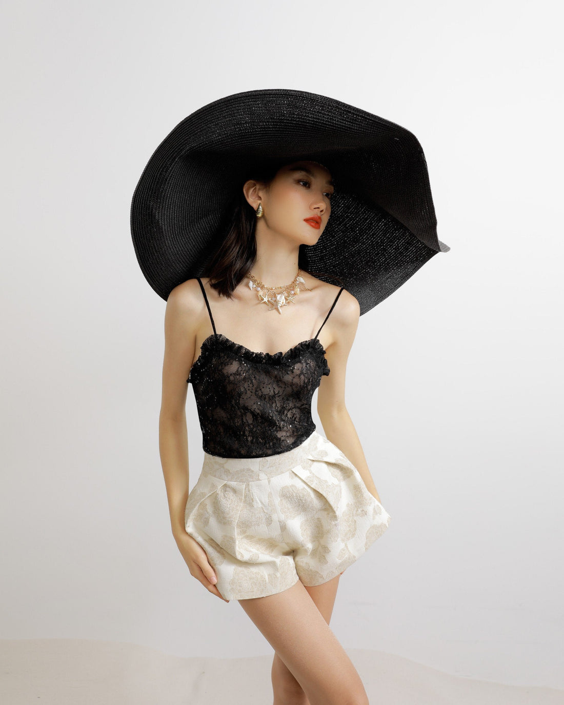 Lace Camisole Top in Black
