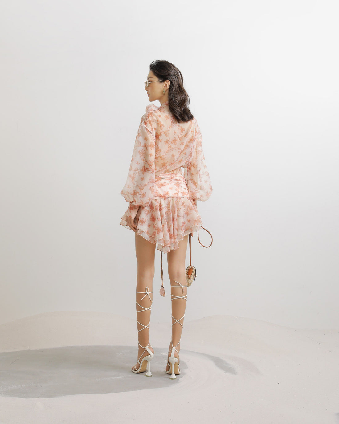 Floral Chiffon Puffball Puff Sleeve Mini Dress