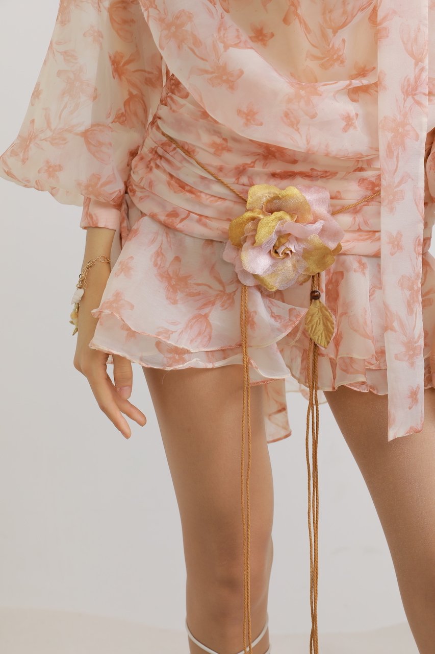Floral Chiffon Puffball Puff Sleeve Mini Dress