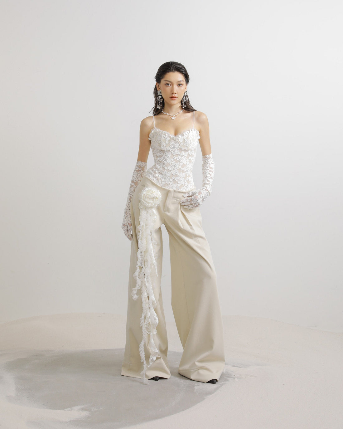 White Lace Ruffle Floral