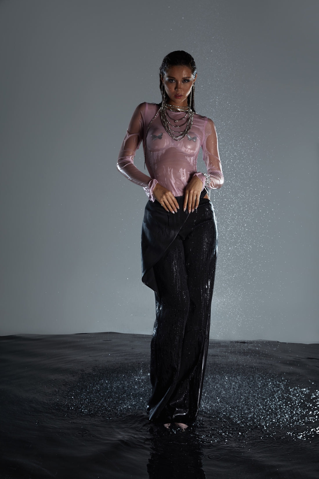 Black High Cut-Out Trousers