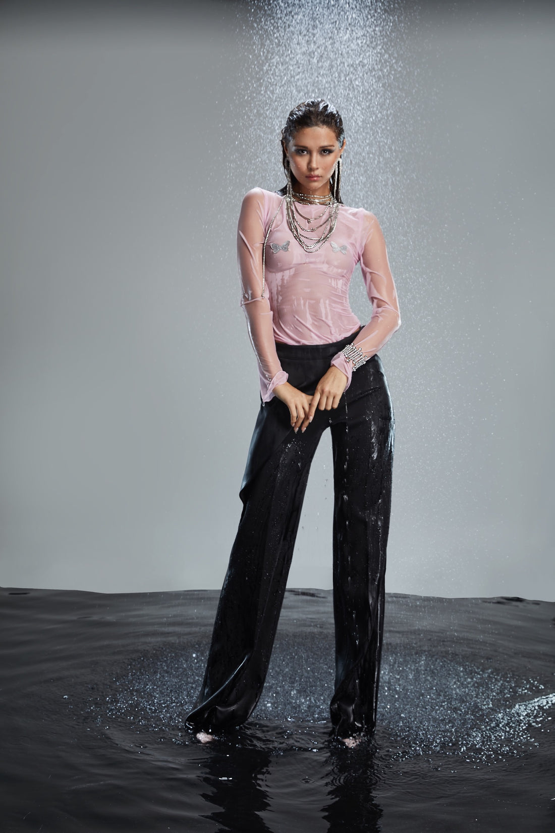 Black High Cut-Out Trousers