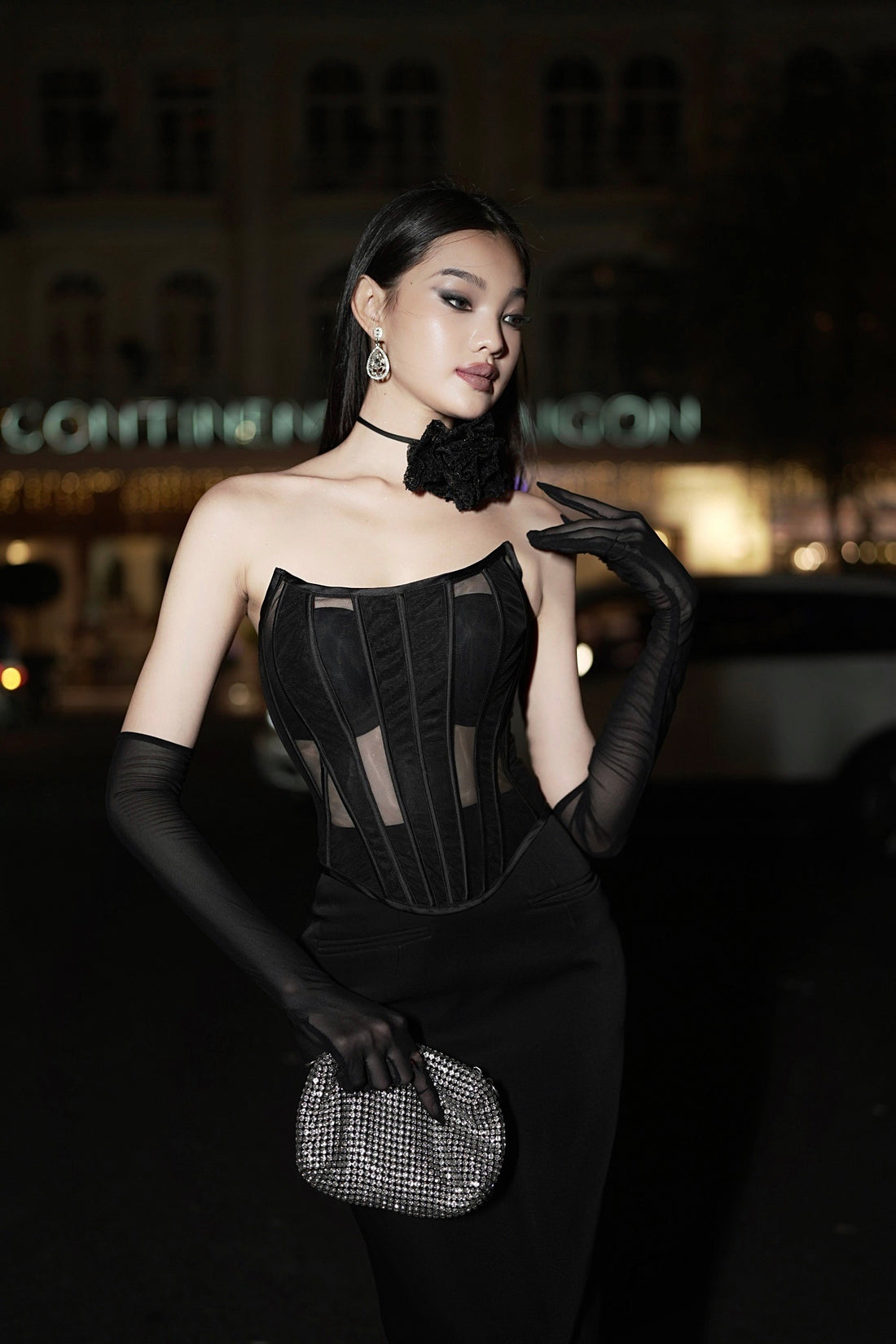 LONG PENCIL SILK VELVET SKIRT