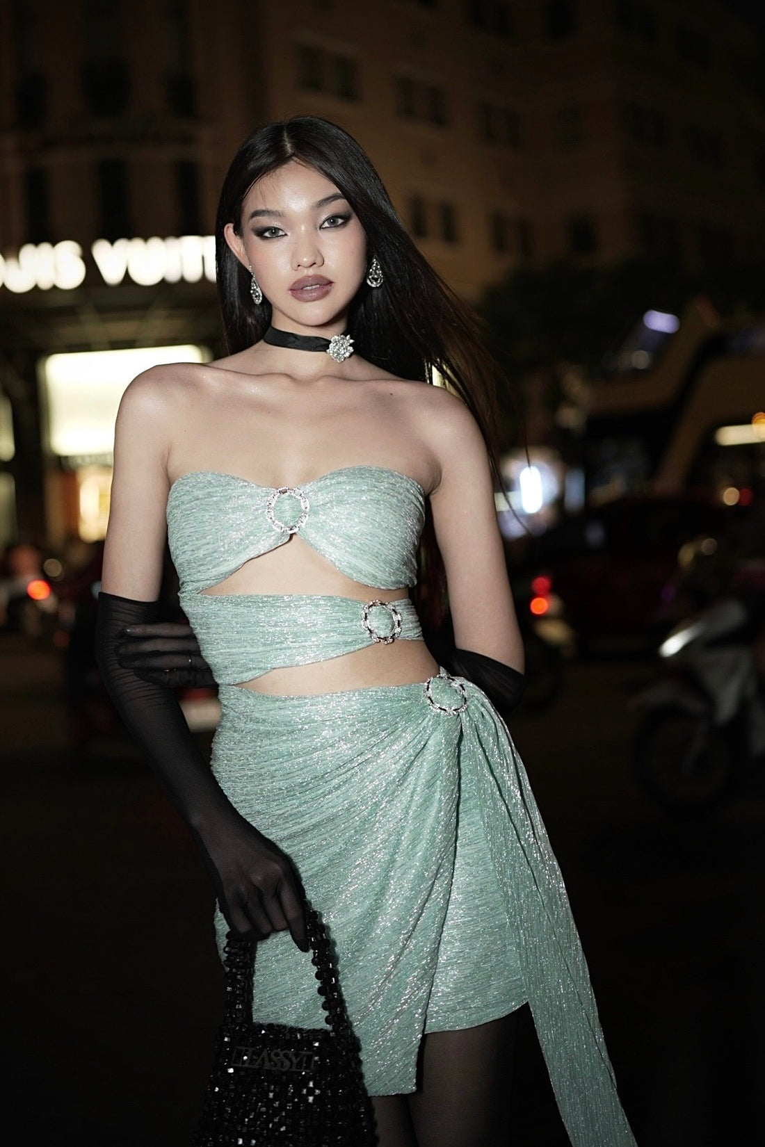 MINT MESH RUCHED MINI DRESS