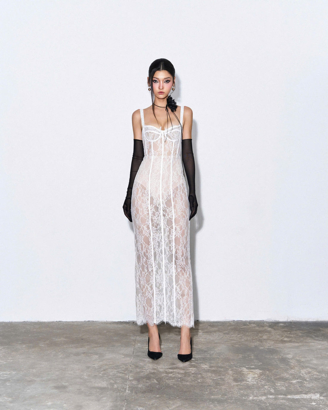 Sheer White Lace Bustier Dress – LASSY VIETNAM