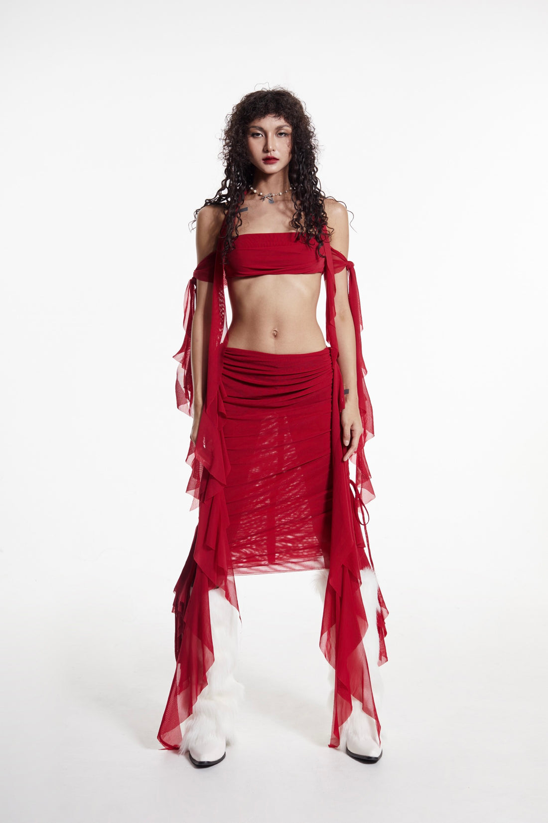 Ruffle Red Skirt