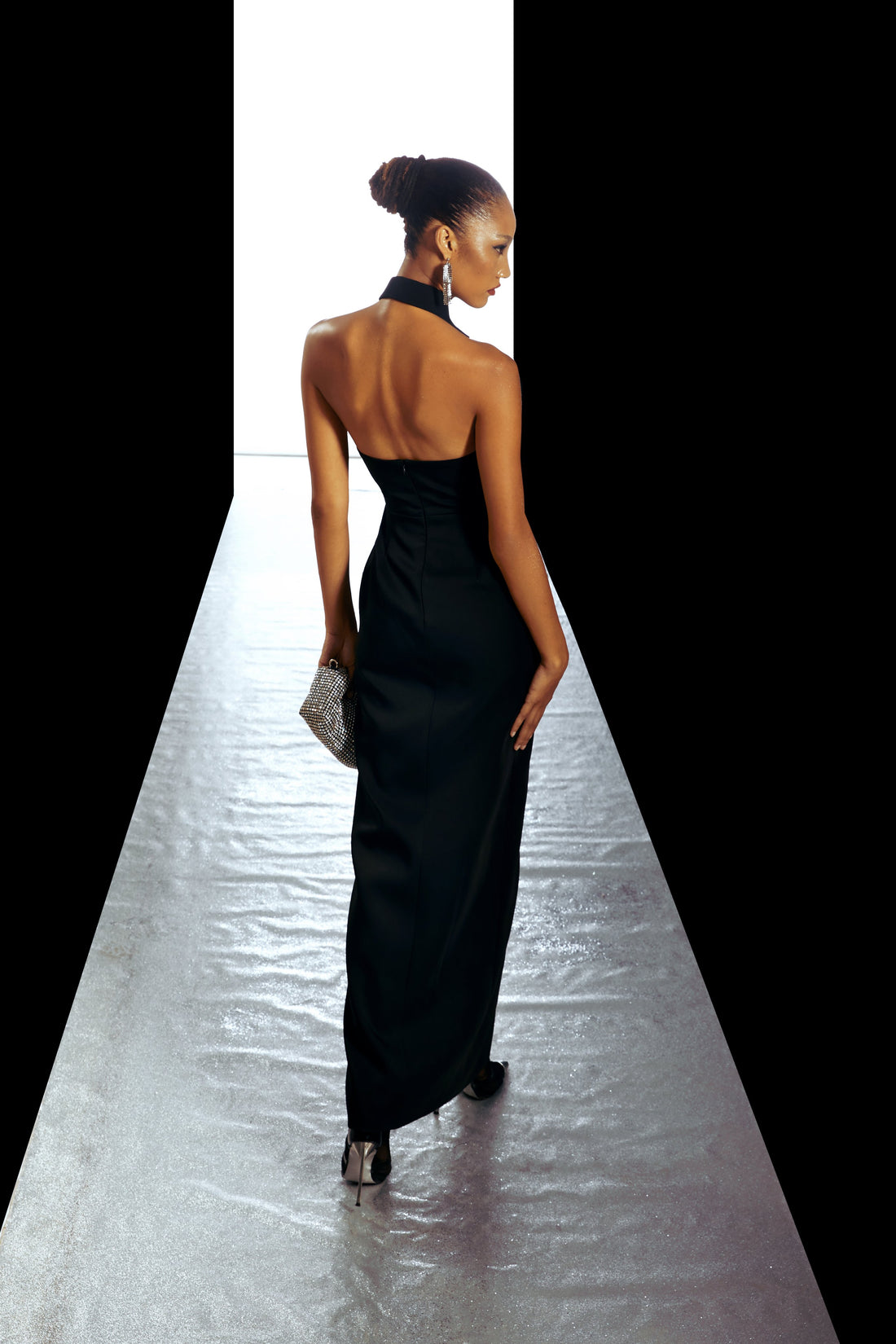 Black Slashed Midi Dress