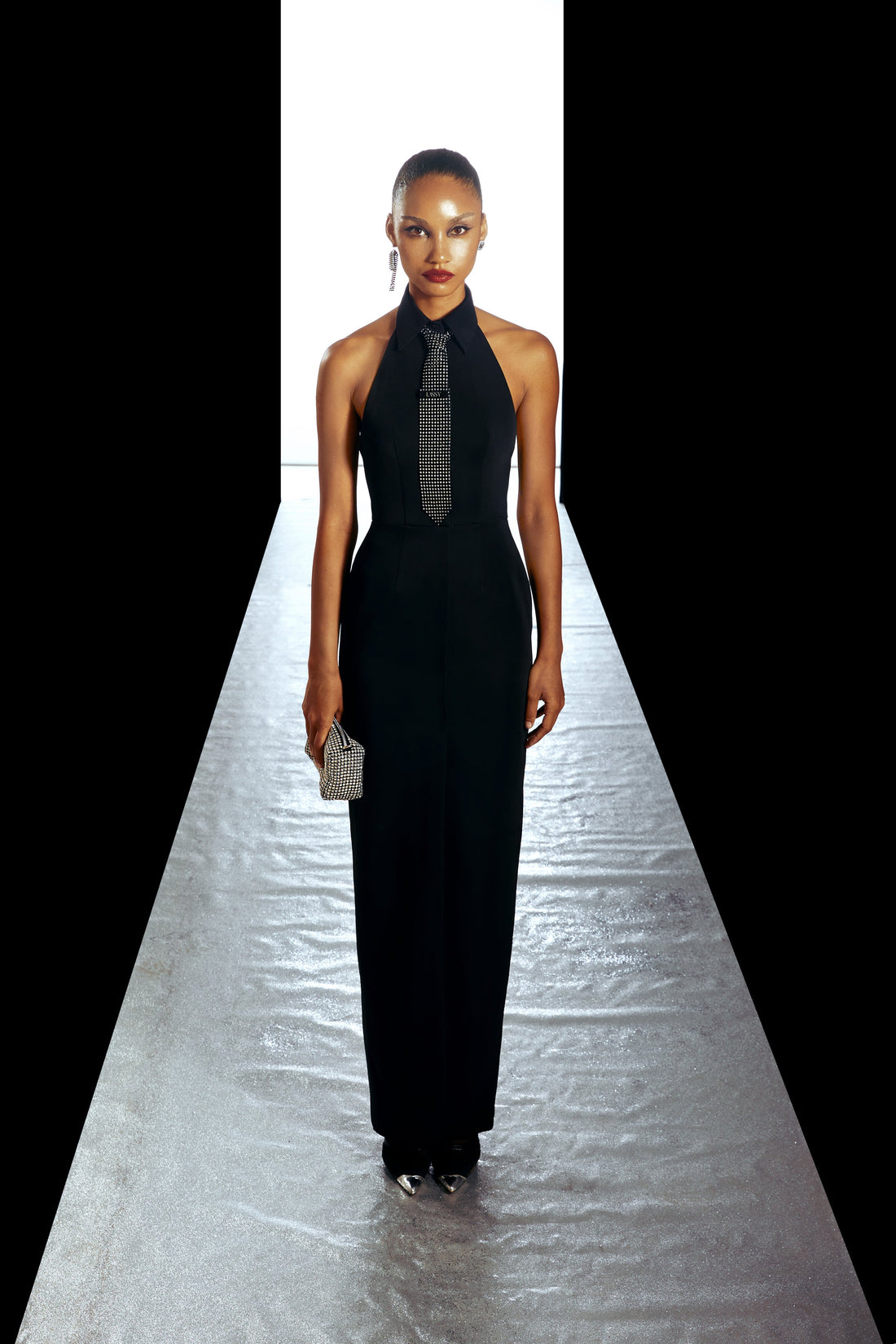 Black Slashed Midi Dress