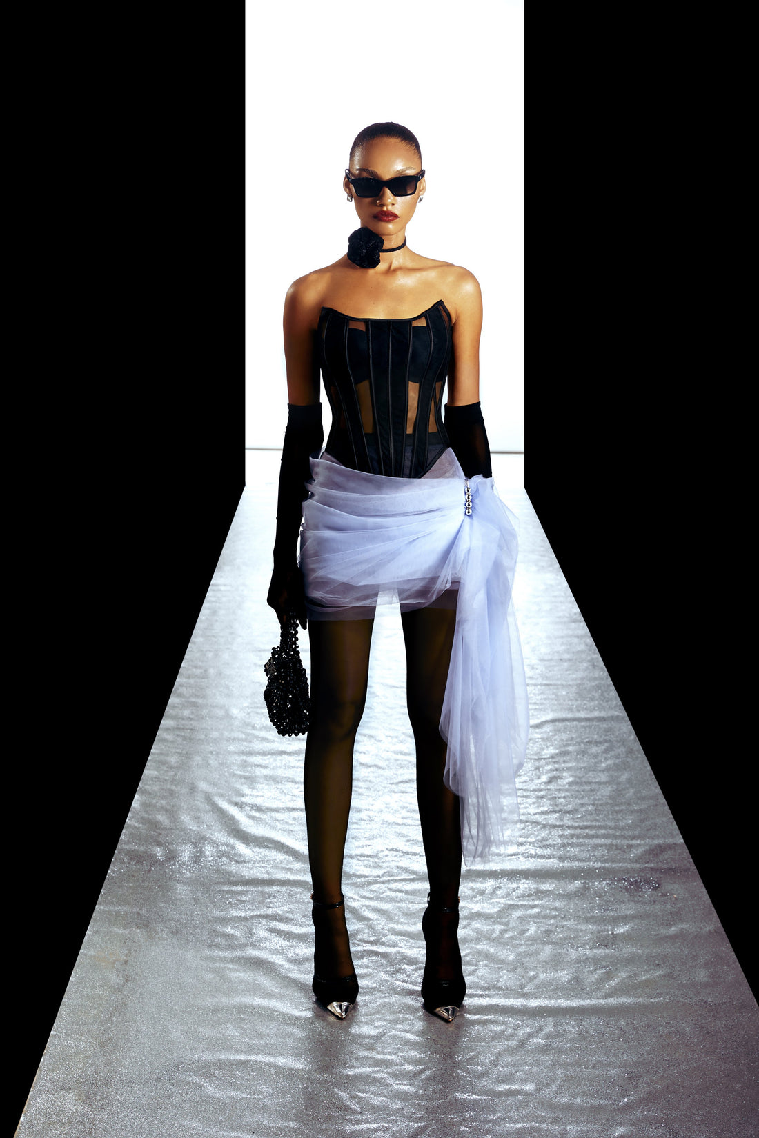 Mesh Ruched Mini Skirt