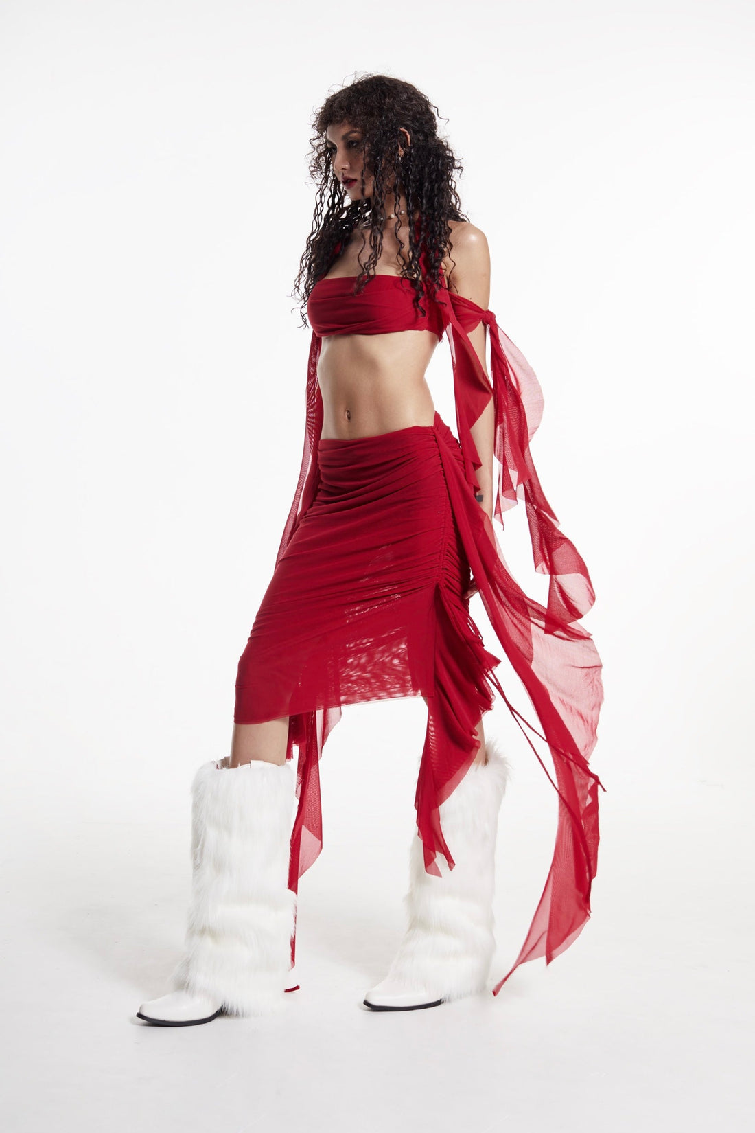 Ruffle Red Skirt